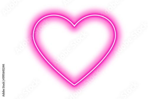 Foto pink neon heart glowing and shiny, love and valentines day element on transparen