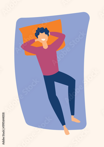 Relaxing Man Lying Down Illustration with Comfortable Rest and Leisure Time