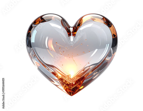 heart shaped glass isolated on transparent background