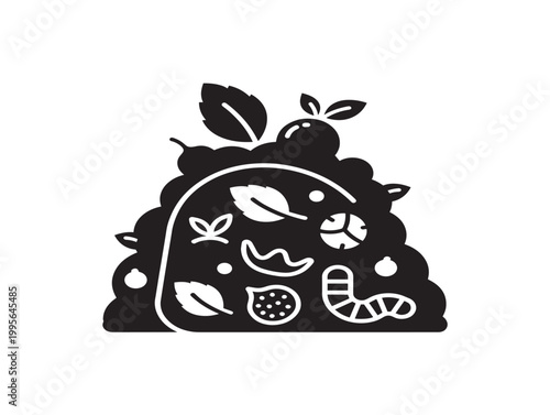eco-friendly compost icon in black silhouette flat design vector illustration