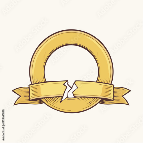 Broken Golden Ring with Ribbon Banner