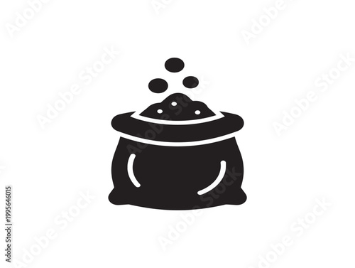 fertilizer bag with granules flat design vector illustration