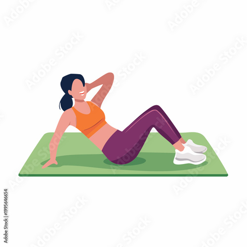 Woman Doing Crunches on Exercise Mat