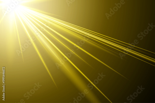 Dramatic sunburst light effect intense golden rays and radiant light streaks