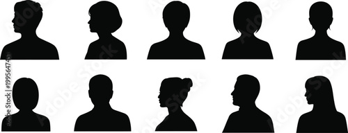 Black silhouette of diverse people in various poses and activities