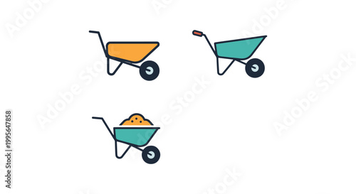 Wheelbarrow Line art vector abstract clean illustration