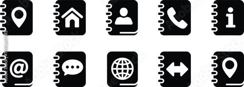 Minimalist black and white representing various activities and minimalist activities symbols