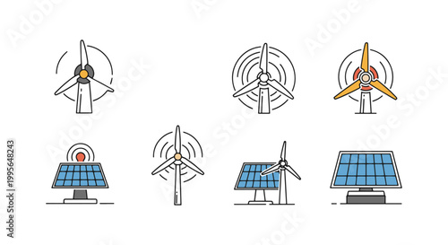 Wind Electricity Line art creative abstract color design