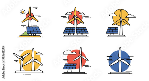 Wind Electricity Line art modern abstract decorative illustration