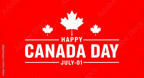 Happy canada day july 1st text with maple leaves on red background maple leaf celebration