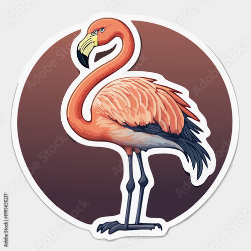 Illustration of a Pink Flamingo Standing