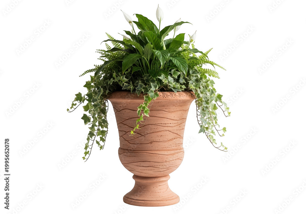 Fototapeta premium Green potted plant in a terracotta vase