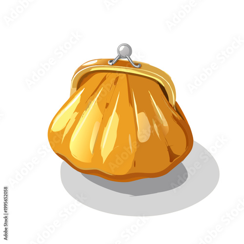 Vintage Yellow Coin Purse Illustration for Finance and Savings Concept