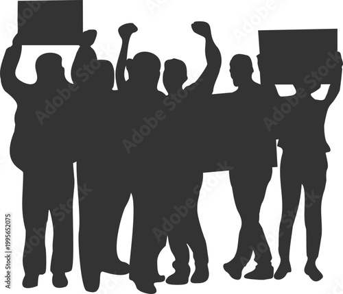 Group Is Demonstrati Silhouette