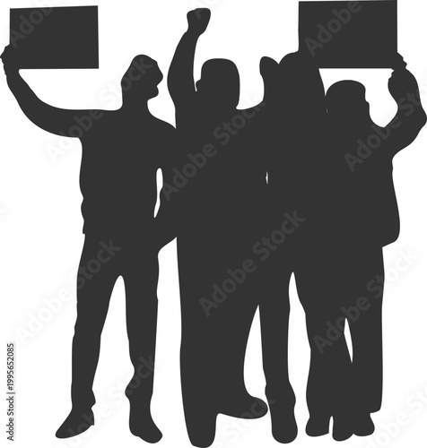 Group Is Demonstrati Silhouette