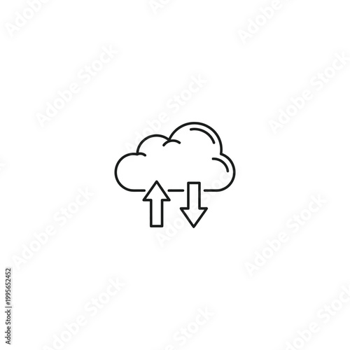 Cloud icon with upload and download arrows isolated on white background