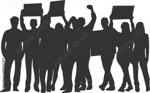 Group Is Demonstrati Silhouette