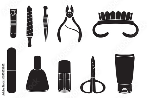 set of manicure good for icon, symbol, element design, silhouette design, etc