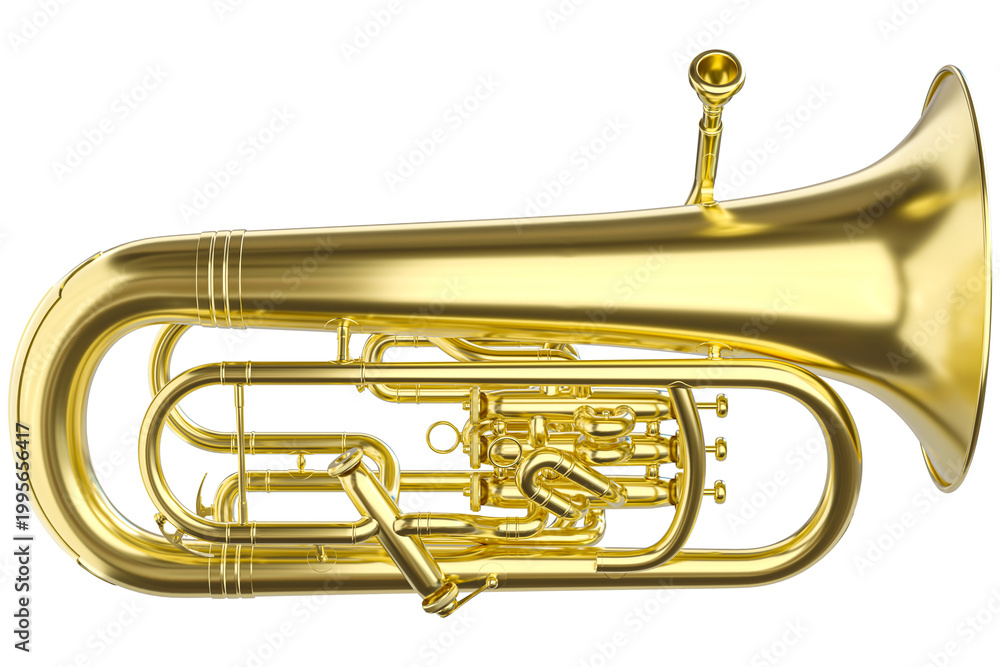 Obraz premium 3d Golden tuba brass instrument isolated background