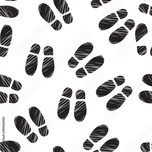 Vector cartoon seamless repeating pattern of businessman shoe feet track imprints in a continuous tileable layout