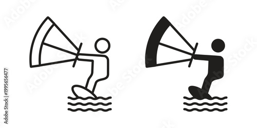 Foto Kitesurf sign in line design. editable stroke icon vector. EPS10
