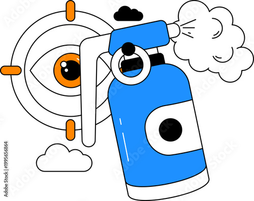 Smoke grenade and eye target for military riot control tactical defense vector illustration