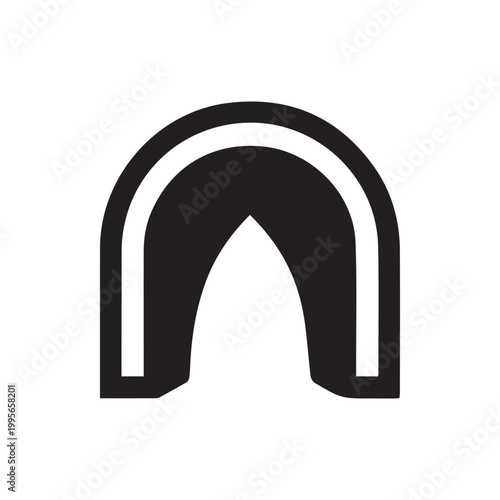 Abstract black archway design with an inner peak minimalist tunnel entrance concept