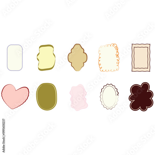Handdrawn Doodle Label Frames and Irregular Organic Border Shapes Design Element Collection