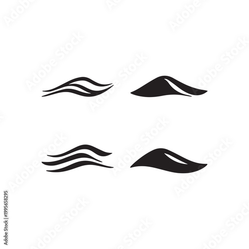 Abstract black flowing lines and organic dune shapes on white background