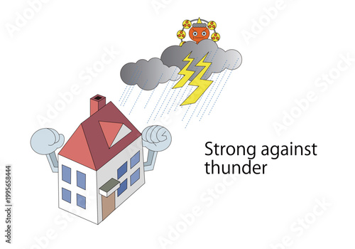 地震や災害に強い安心住宅を表現したアイコン素材
