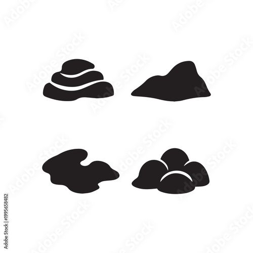 Abstract Earthly Shapes Collection Natural Silhouettes Set Stones Rocks Hills Puddle Organic Forms Minimalist Design Elements