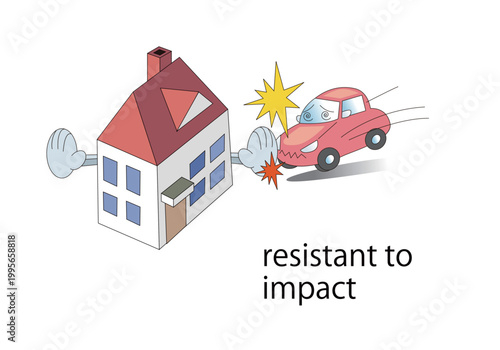 地震や災害に強い安心住宅を表現したアイコン素材
