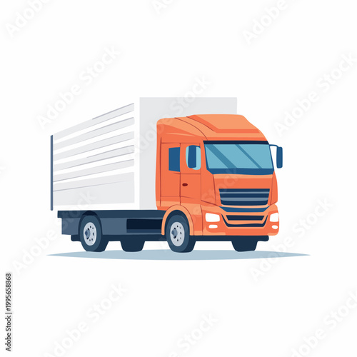 Orange Semi-Truck with White Trailer