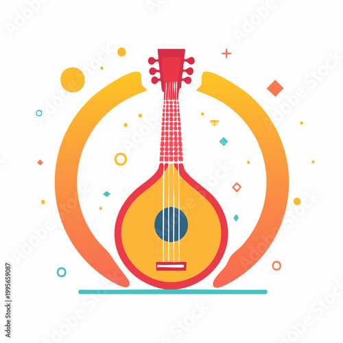 Stylized Illustration of a Mandolin or Lute