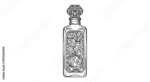 Vintage perfume bottle, antique luxury fragrance, ornate glass isolated on White Background
