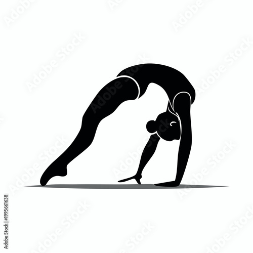 Silhouette of a gymnast performing a bridge pose