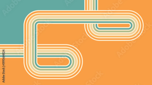 Abstract background of rainbow groovy Wavy Line design in 1970s Hippie Retro style. Vector pattern ready to use for cloth, textile, wrap and other.