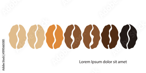 Vector illustration of a set of different kinds of bread and roasted coffee beans with text isolated on white.