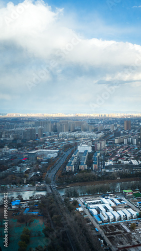 Aerial panoramic view of Tongzhou Canal Business District in Beijing, China