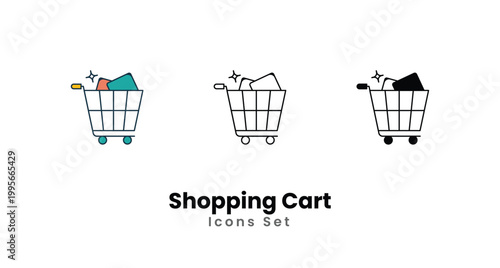 Shopping Cart icons vector set stock illustration