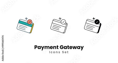 Payment Gateway icons vector set stock illustration