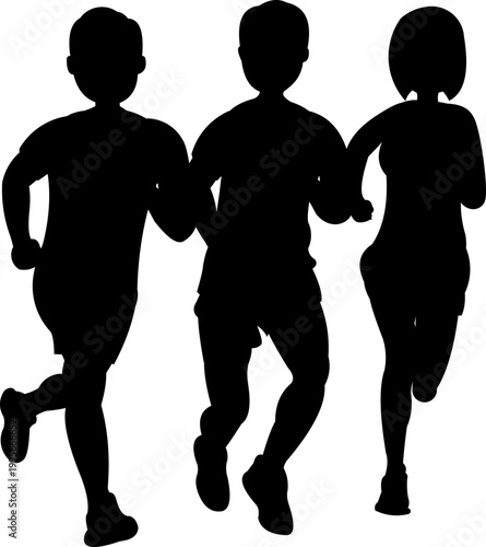 People Running Illustration Silhouette