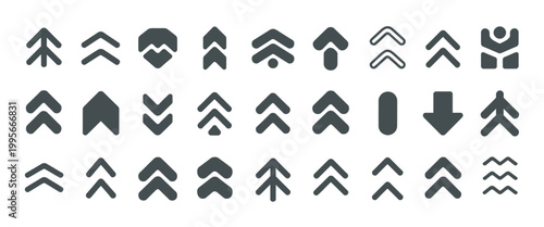 Assortment of directional arrow and abstract shape icons for web and app interface design