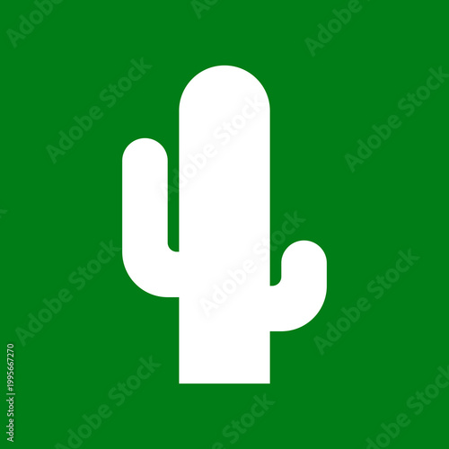 Kaktus Icon in Weiß auf grünem Hintergrund – Symbol für Wüste, Natur, Pflanzen, Nachhaltigkeit und Umwelt Design
