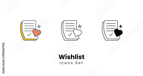 Wishlist icons vector set stock illustration