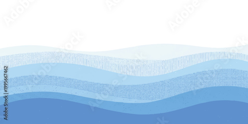 Abstract blue waves pattern with layered gradient shapes and soft lines
