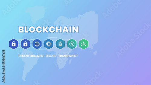 Blockchain technology digital network crypto data security concept
