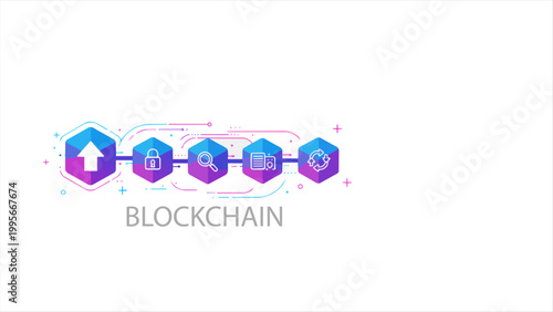 Blockchain digital technology secure data network concept