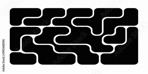 Seamless black and white jigsaw puzzle pattern vector illustration featuring a blank square piece design for business concept solutions and success wallpaper