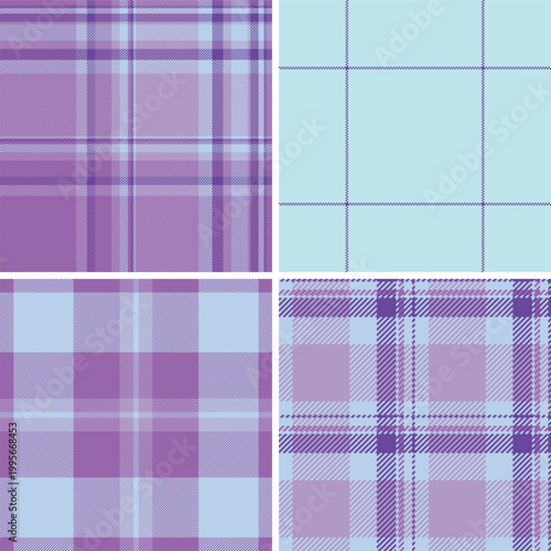 Plaid bundle for creative journals. Coordinated tartan patterns add style to handmade and printed notebooks. Vector scalability supports large formats.